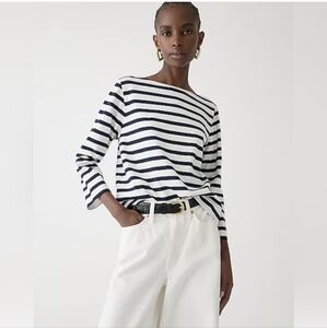 J. Crew Modern Breton Navy Striped Shirt